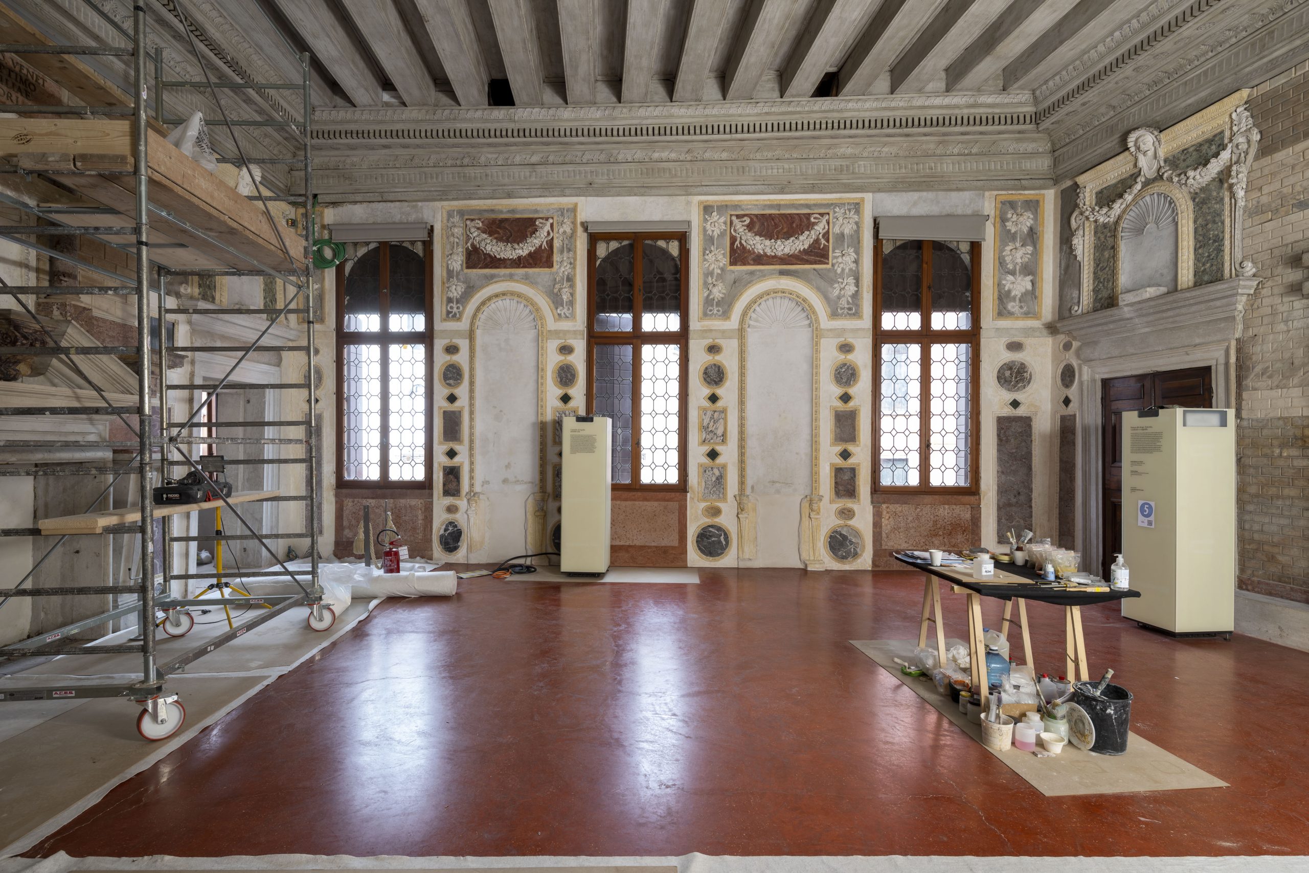 La Sala del Doge durante i lavori di restauro